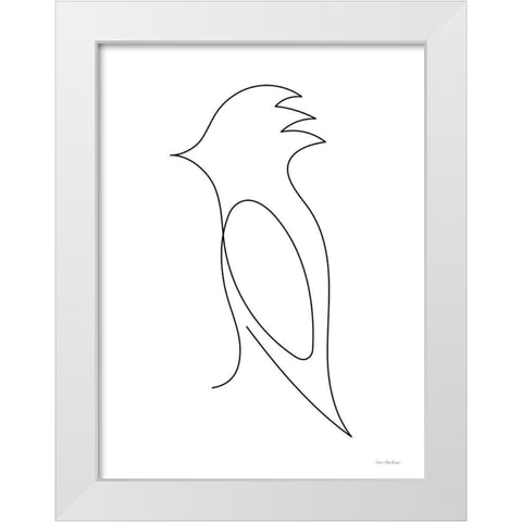 One Line Bird White Modern Wood Framed Art Print by Seven Trees Design