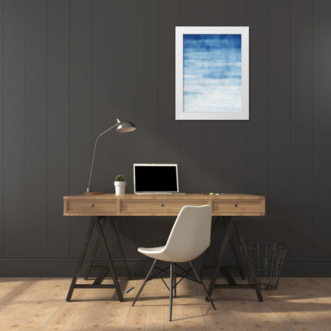 Abstract Blue White Modern Wood Framed Art Print by Seven Trees Design