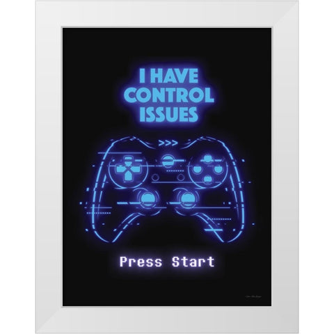Gamer Control Issues     White Modern Wood Framed Art Print by Seven Trees Design