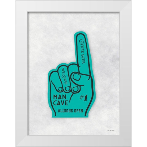 Man Cave Foam Hand White Modern Wood Framed Art Print by Seven Trees Design