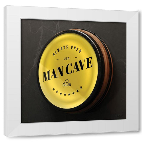 Man Cave Sign White Modern Wood Framed Art Print by Seven Trees Design