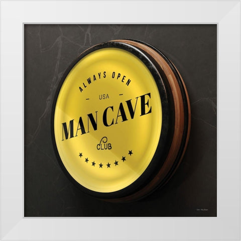Man Cave Sign White Modern Wood Framed Art Print by Seven Trees Design