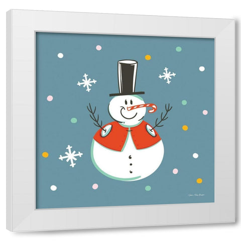 The Happy Snowman White Modern Wood Framed Art Print by Seven Trees Design