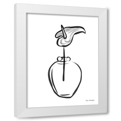 Flower and Pot Drawing White Modern Wood Framed Art Print by Seven Trees Design