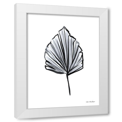 Black Watercolor Leaf White Modern Wood Framed Art Print by Seven Trees Design