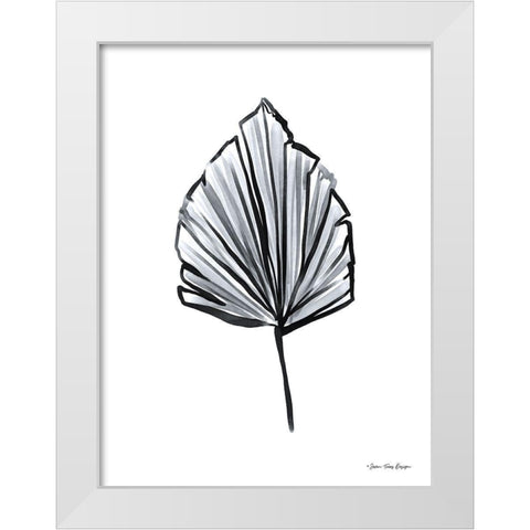 Black Watercolor Leaf White Modern Wood Framed Art Print by Seven Trees Design