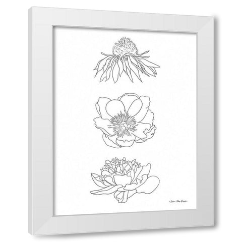 Hand Drawn Flowers White Modern Wood Framed Art Print by Seven Trees Design