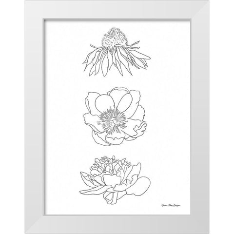 Hand Drawn Flowers White Modern Wood Framed Art Print by Seven Trees Design