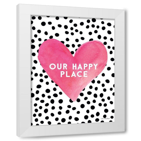 Our Happy Place White Modern Wood Framed Art Print by Seven Trees Design