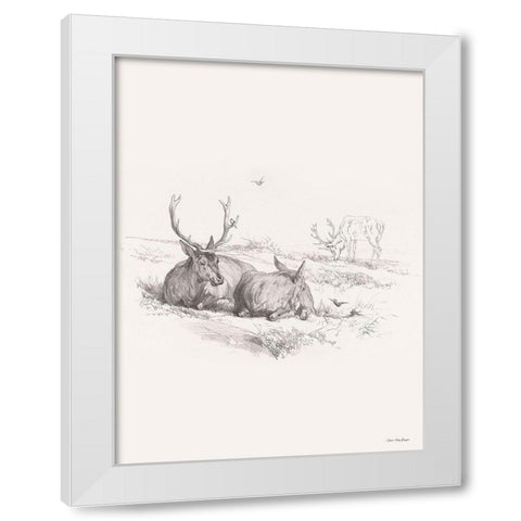 Reindeer Chilling    White Modern Wood Framed Art Print by Seven Trees Design