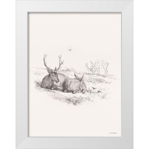 Reindeer Chilling    White Modern Wood Framed Art Print by Seven Trees Design