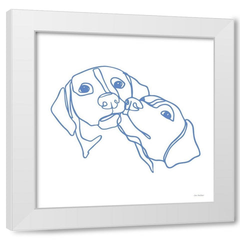 One Line Dog Couple White Modern Wood Framed Art Print by Seven Trees Design