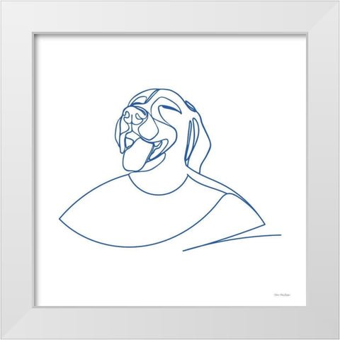 One Line Female Dog White Modern Wood Framed Art Print by Seven Trees Design