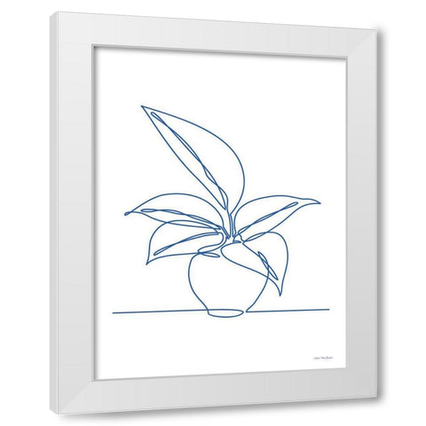 One Line Plant I White Modern Wood Framed Art Print by Seven Trees Design