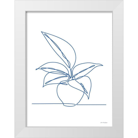One Line Plant I White Modern Wood Framed Art Print by Seven Trees Design