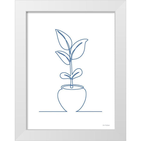 One Line Plant II White Modern Wood Framed Art Print by Seven Trees Design