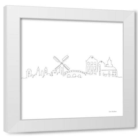 One Line Amsterdam White Modern Wood Framed Art Print by Seven Trees Design