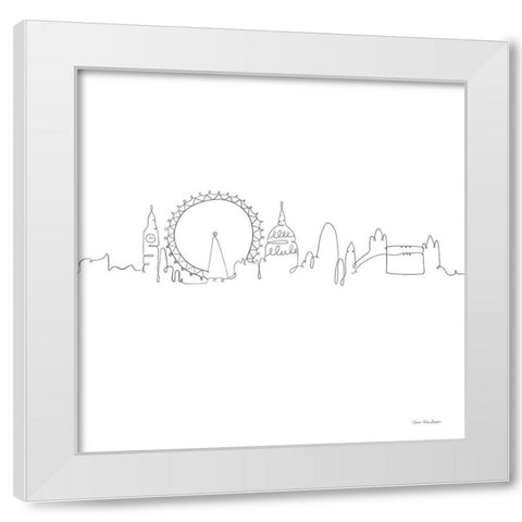 One Line London White Modern Wood Framed Art Print by Seven Trees Design