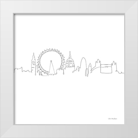 One Line London White Modern Wood Framed Art Print by Seven Trees Design