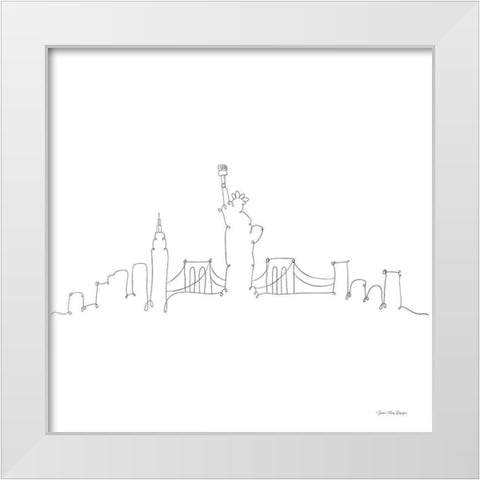 One Line New York White Modern Wood Framed Art Print by Seven Trees Design