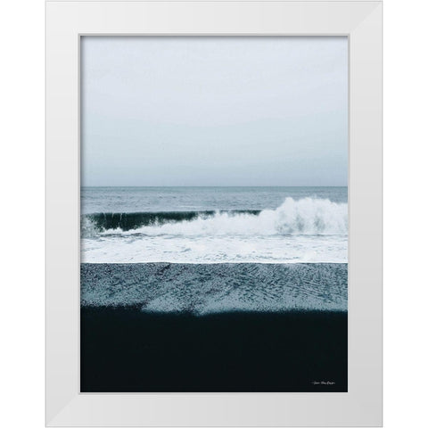 Black Beach White Modern Wood Framed Art Print by Seven Trees Design