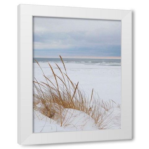 Peaceful Beach White Modern Wood Framed Art Print by Seven Trees Design