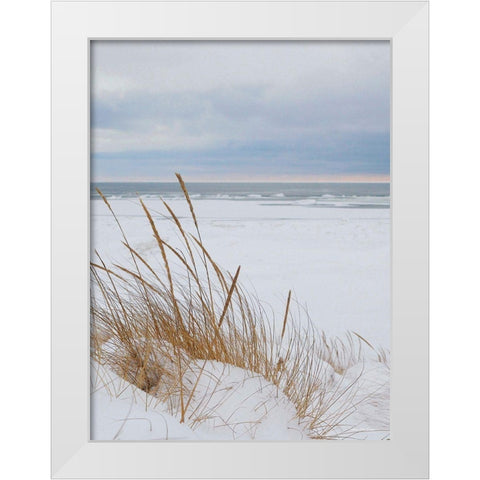 Peaceful Beach White Modern Wood Framed Art Print by Seven Trees Design