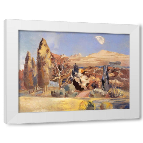 Daytime Moon White Modern Wood Framed Art Print by Seven Trees Design