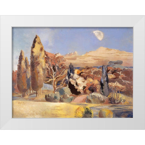 Daytime Moon White Modern Wood Framed Art Print by Seven Trees Design