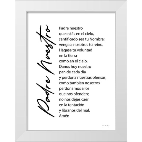 The Lords Prayer - Spanish   White Modern Wood Framed Art Print by Seven Trees Design