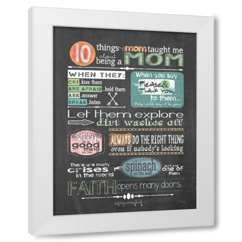 Reminders from Mom White Modern Wood Framed Art Print by Crawford, Tonya