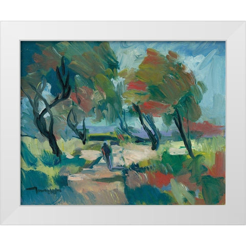 Early Walk White Modern Wood Framed Art Print by Trujillo, Jose