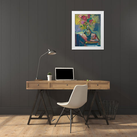 The Night Stand White Modern Wood Framed Art Print by Trujillo, Jose