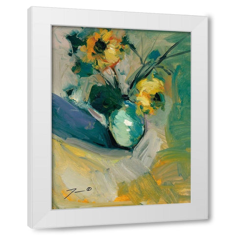 Sunflowers White Modern Wood Framed Art Print by Trujillo, Jose