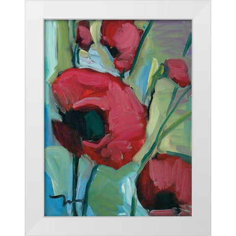 Poppies White Modern Wood Framed Art Print by Trujillo, Jose