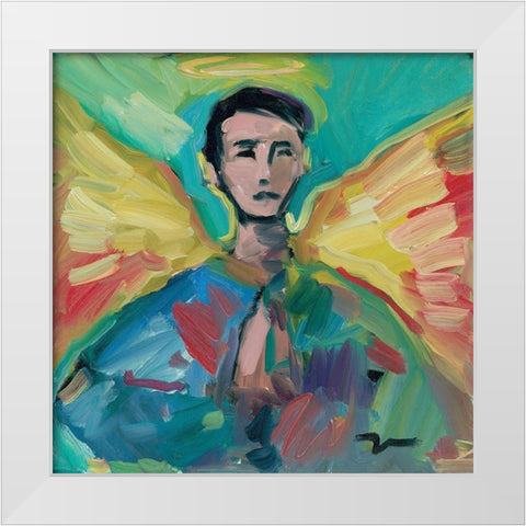 The Little Angel White Modern Wood Framed Art Print by Trujillo, Jose