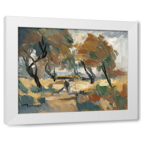 Early Walk   White Modern Wood Framed Art Print by Trujillo, Jose