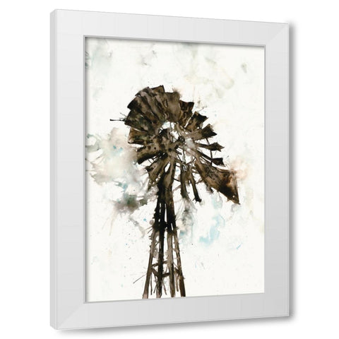 Watercolor Windmill White Modern Wood Framed Art Print by White Ladder