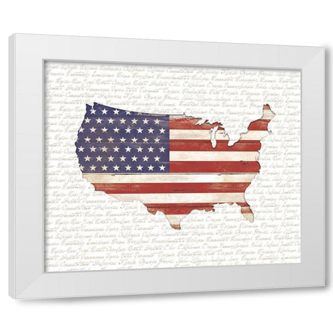 USA Flag White Modern Wood Framed Art Print by White Ladder