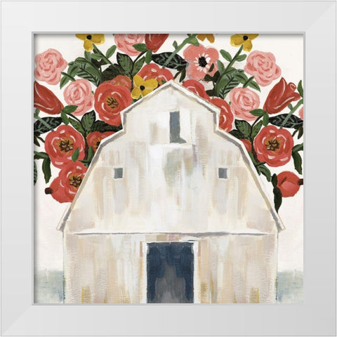 Floral Pop Ups White Modern Wood Framed Art Print by White Ladder