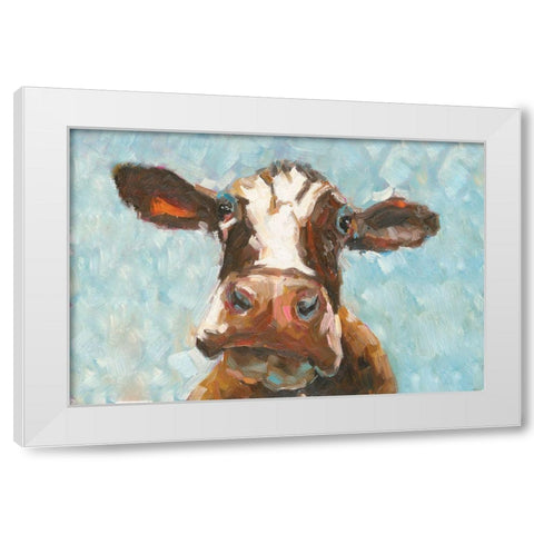 How Now Brown Cow White Modern Wood Framed Art Print by White Ladder