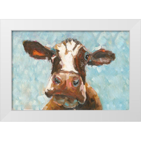 How Now Brown Cow White Modern Wood Framed Art Print by White Ladder