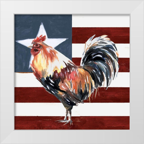 Patriotic Rooster White Modern Wood Framed Art Print by White Ladder