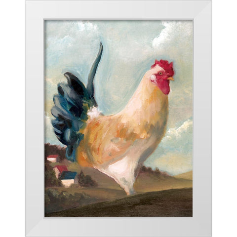 Hillside Rooster I White Modern Wood Framed Art Print by White Ladder