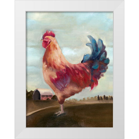 Hillside Rooster II White Modern Wood Framed Art Print by White Ladder
