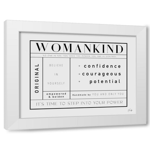 Womankind White Modern Wood Framed Art Print by Yass Naffas Designs