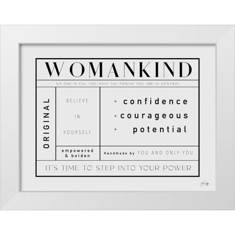 Womankind White Modern Wood Framed Art Print by Yass Naffas Designs