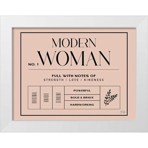 Modern Woman White Modern Wood Framed Art Print by Yass Naffas Designs