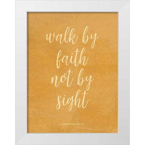 Walk by Faith White Modern Wood Framed Art Print by Yass Naffas Designs
