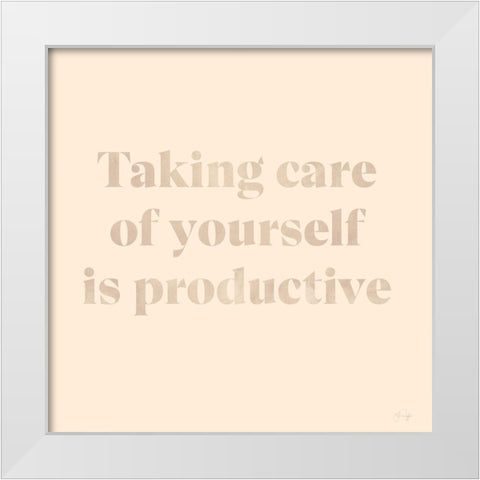 Taking Care of Yourself White Modern Wood Framed Art Print by Yass Naffas Designs